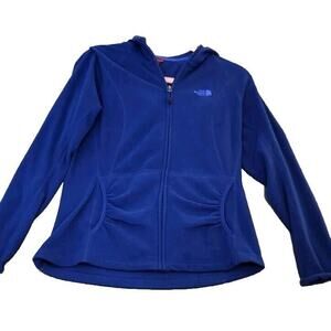 The North Face Jacket Medium Womens Blue Hoodie Fleece Mountain Full Zip‎ Top